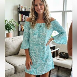 LA MER LUXE Off The Shoulder Dress SMALL Caribbean Tropical Resortwear Coastal